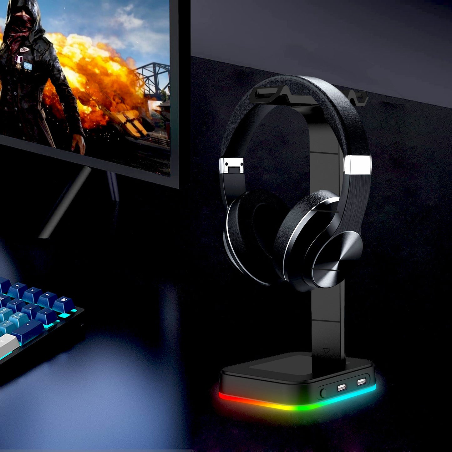 Gamer 2 In 1 RGB Headphone Stand