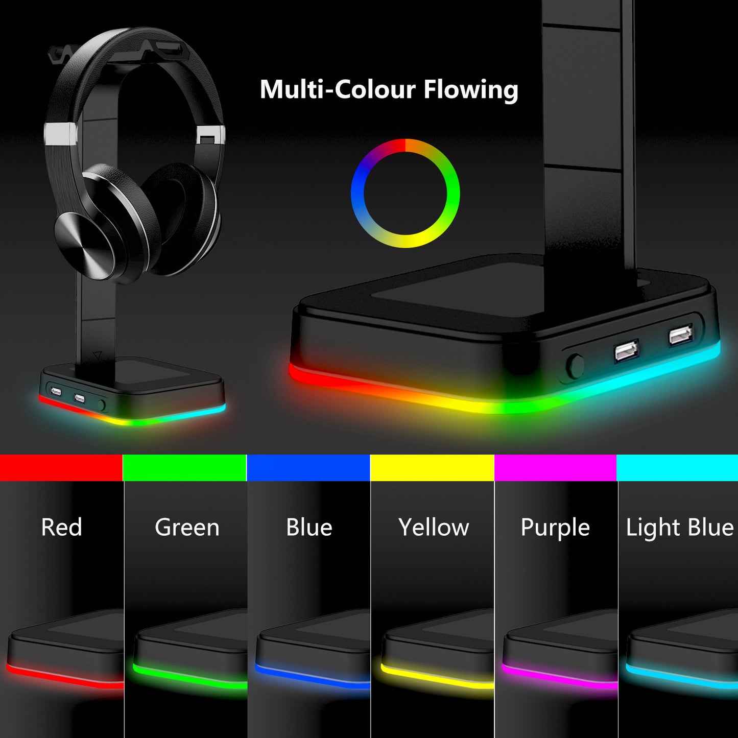 Gamer 2 In 1 RGB Headphone Stand